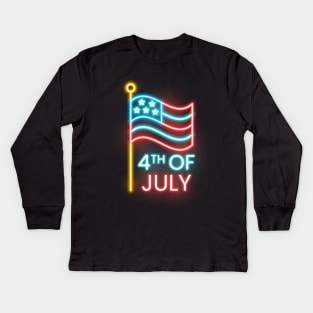 4th Of July Neon Kids Long Sleeve T-Shirt